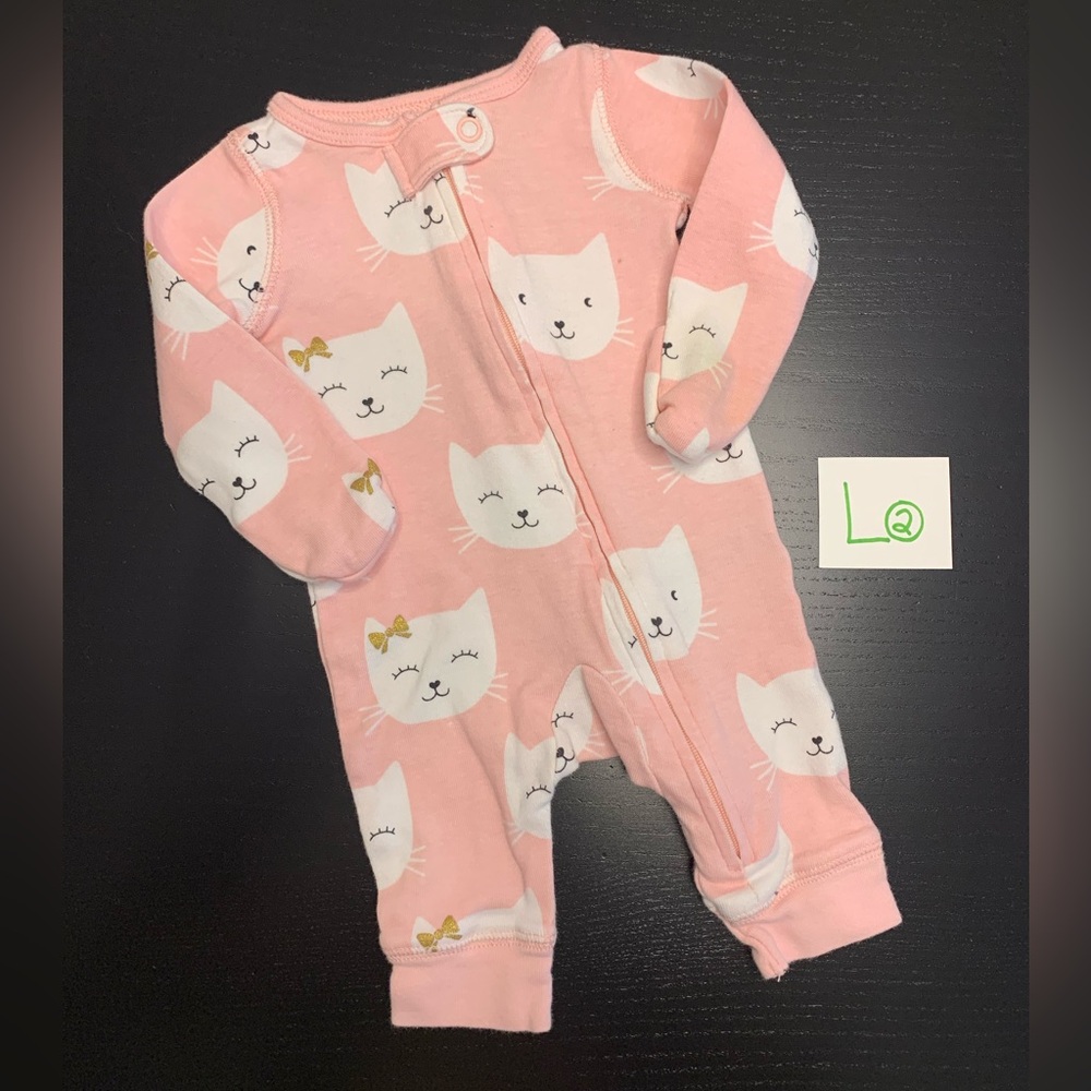⭐️2/$11.00⭐️-Carter's Pink Cat Pattern Footless One Piece